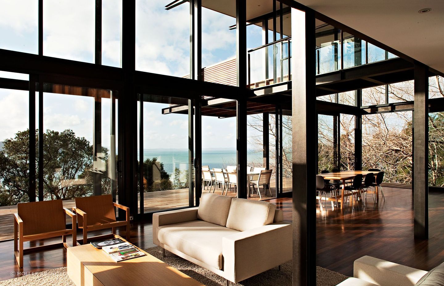 The full height glazing and large overhangs ensure an even tempered interior at all times.