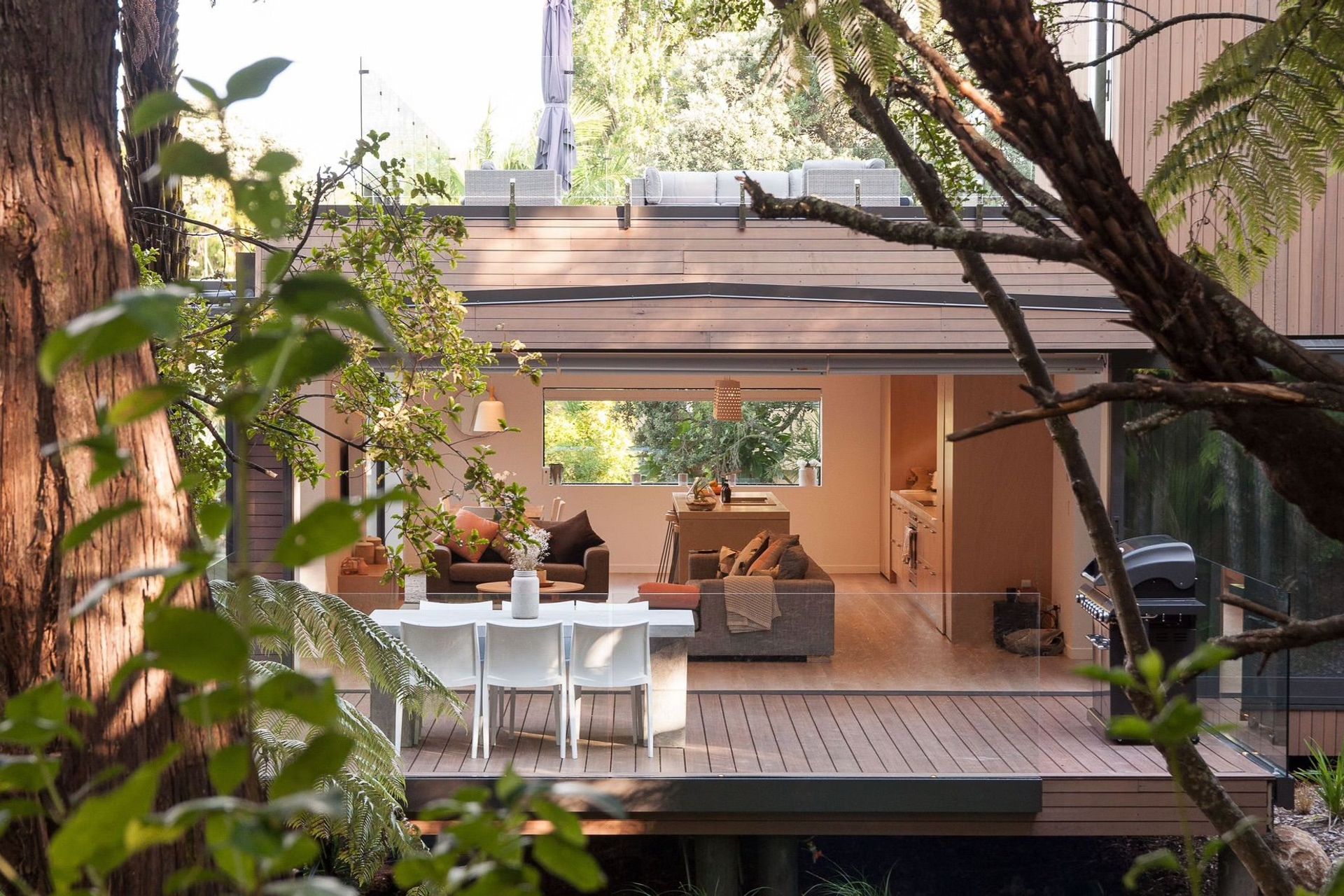 A roof deck was added above the living space to maximise access to the sun.