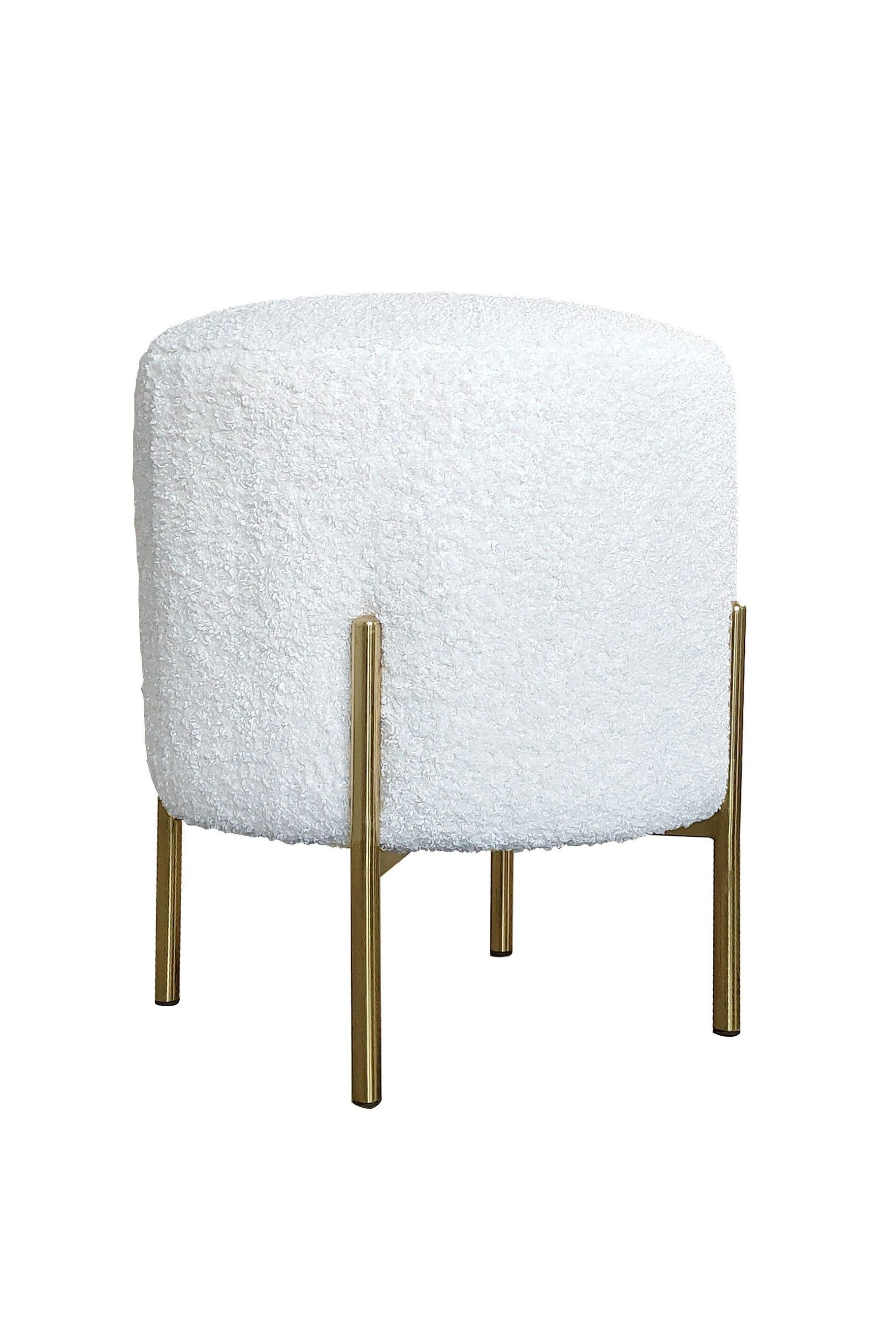 Boucle ottoman stool with gold frame by Ivory & Deene