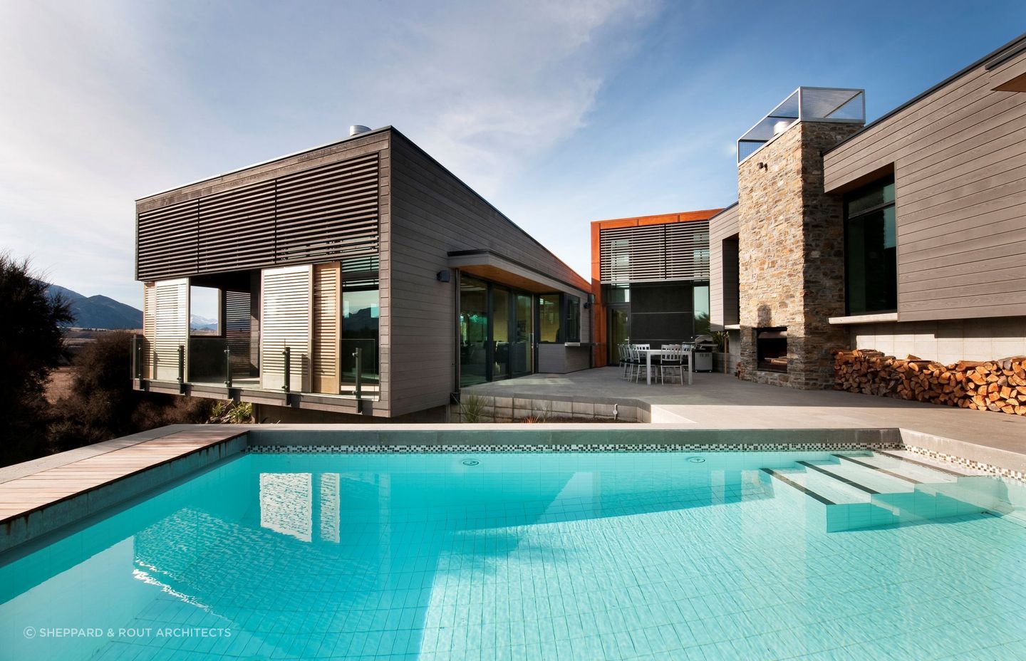 The striking exterior of Kanuka Rise House.