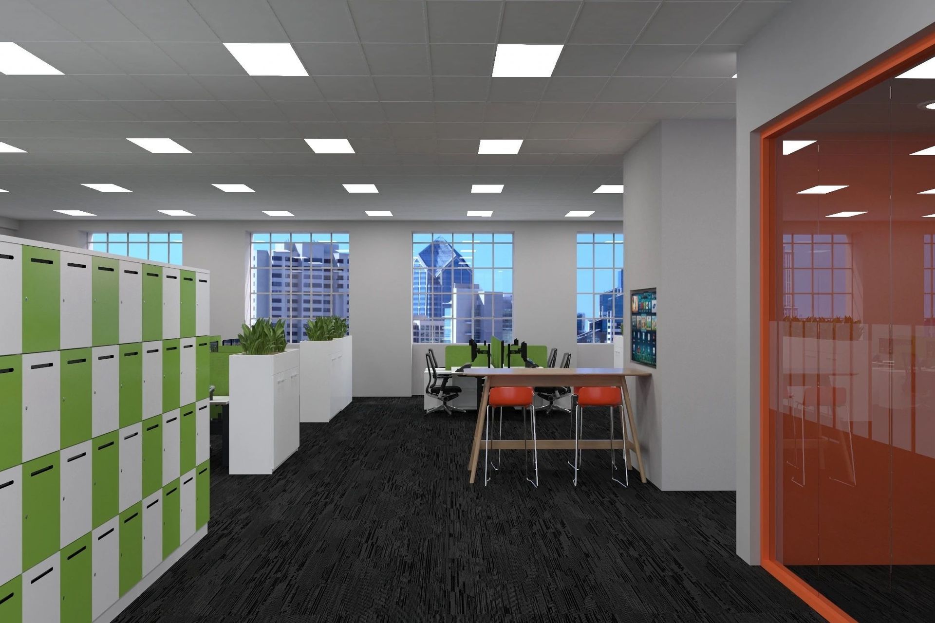 Lockers are becoming a popular addition to hybrid offices.