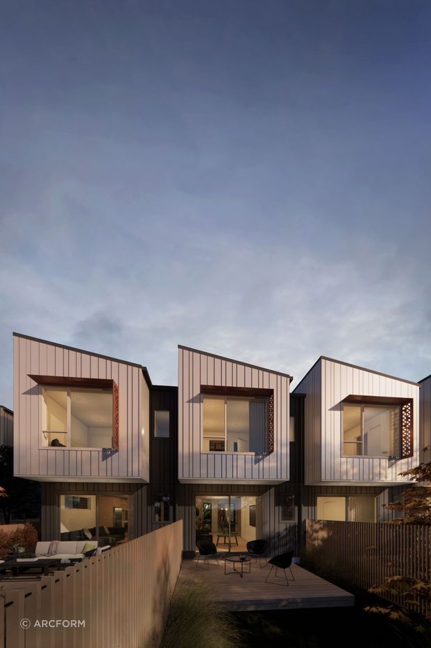 Each unit has its own outdoor space for warm-weather entertainment.