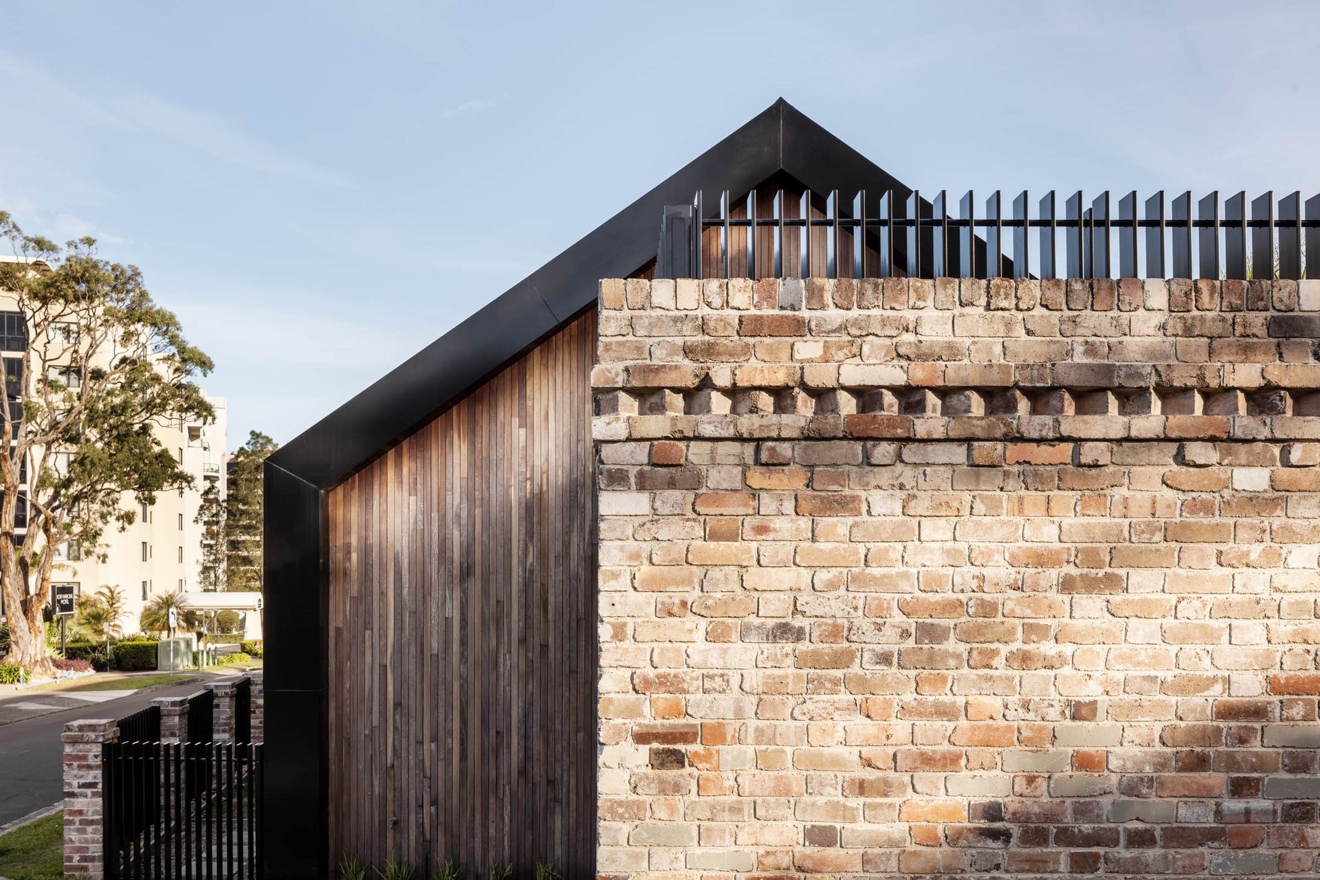 Recycled brick, a strong medium in the design.