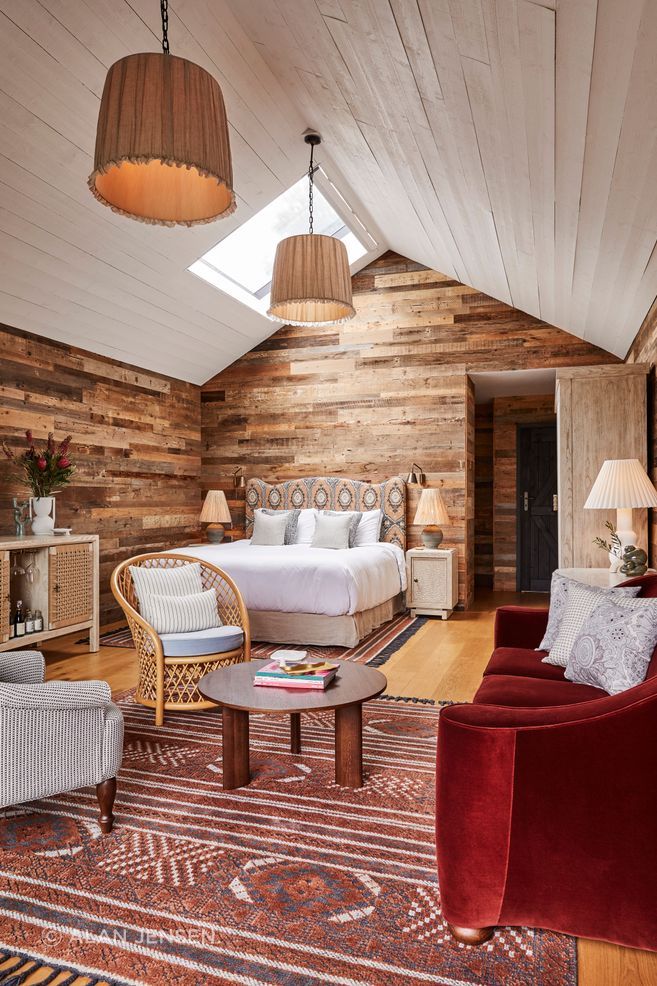 The interior of the cabins at Osborn House, Bundanoon.