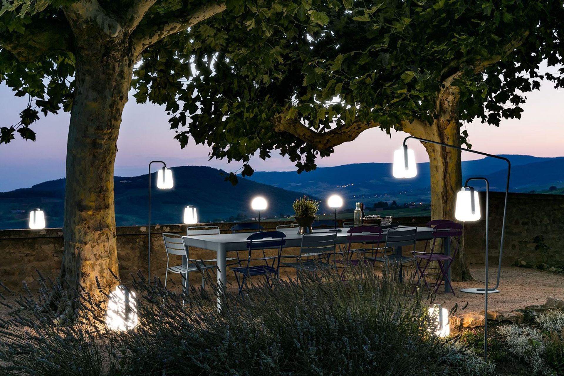 The trendy Mooon! Lamp is battery powered so can be used in a number of different ways including as path lights to your outdoor kitchen and dining area