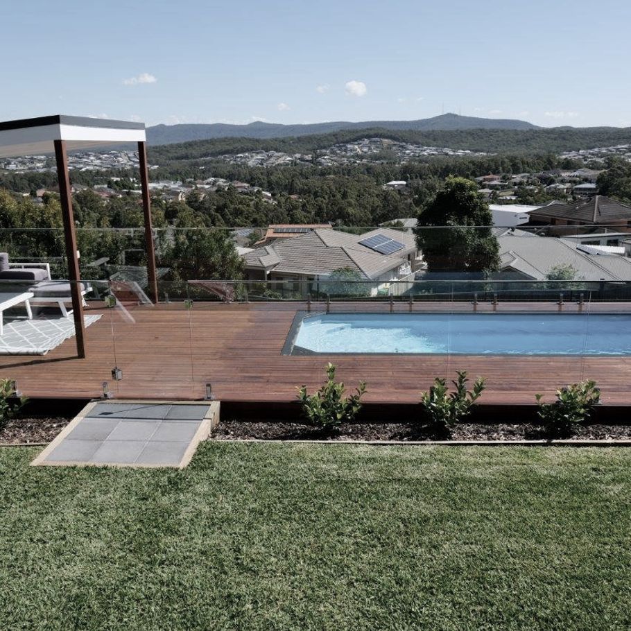 Elevate a sloping site with a compact pool and alfresco leisure zone