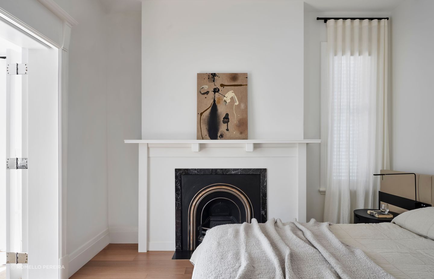 The master bedroom is light and airy.