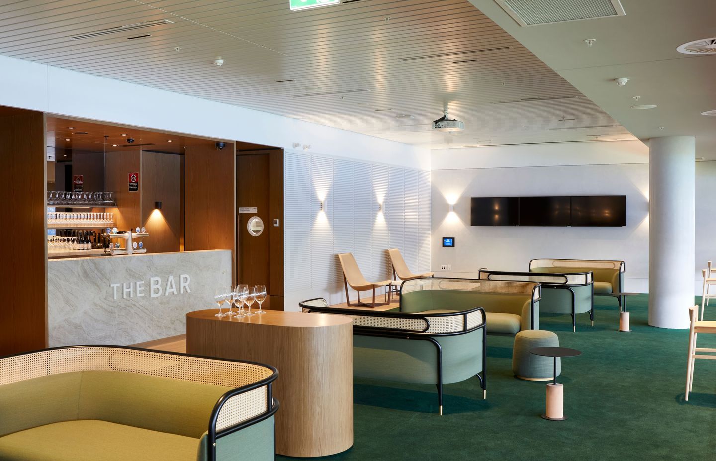 Furniture was selected based on its ability to be reconfigured to suit multiple situations.