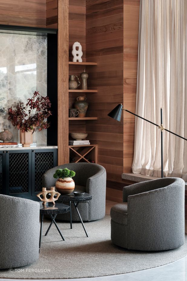 Vases from local brand Rudi Rocket and sculptures by ceramicist Stephanie Phillips add character.