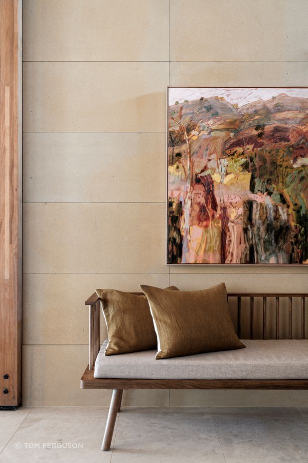 Australian artist Pamela Honeyfield is known for her energetic abstract paintings and evocative descriptions of landscapes. Her work gives the foyer a punch of colour and warmth.