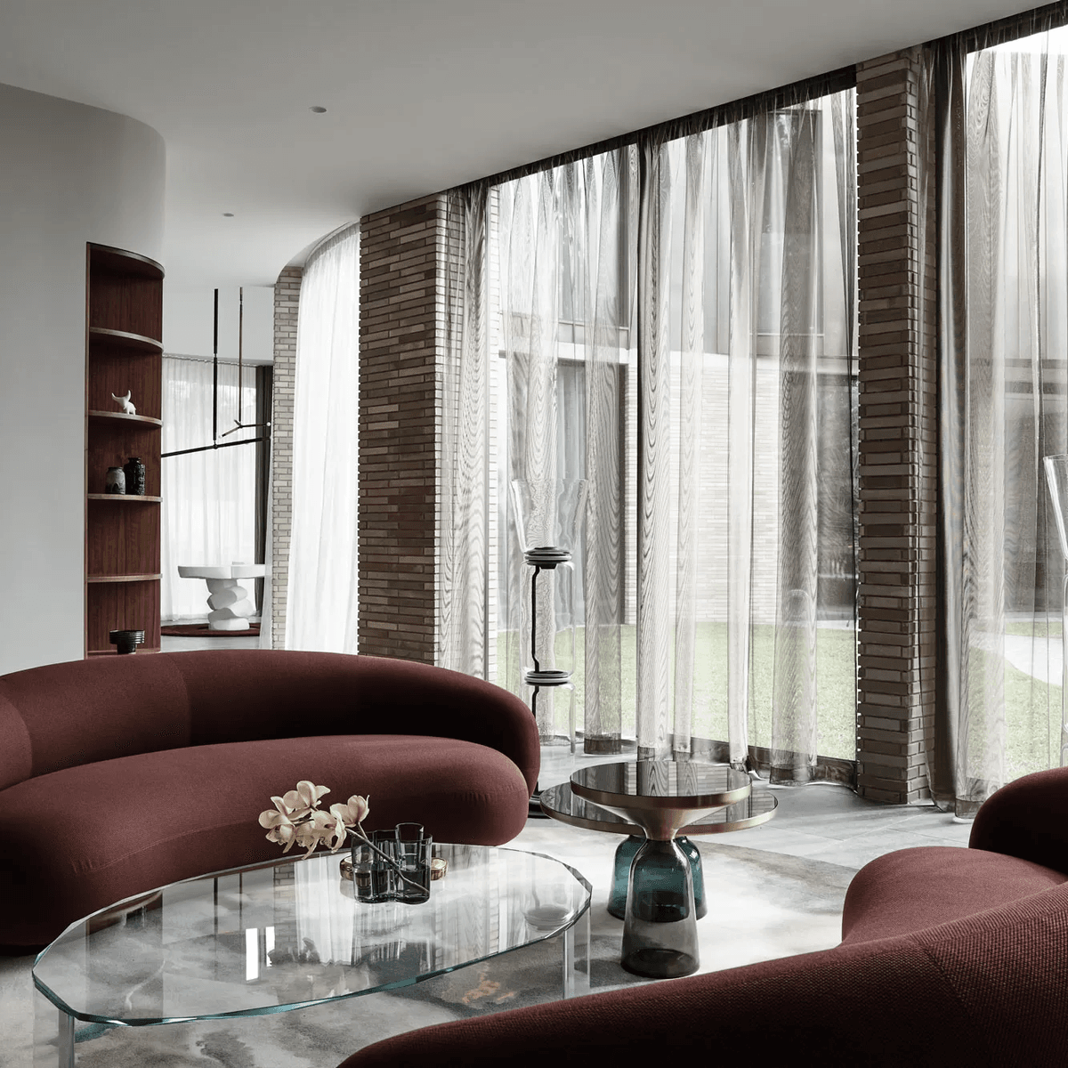 Rich materiality lends a feminine touch to this Brutalist entertainers’ paradise
