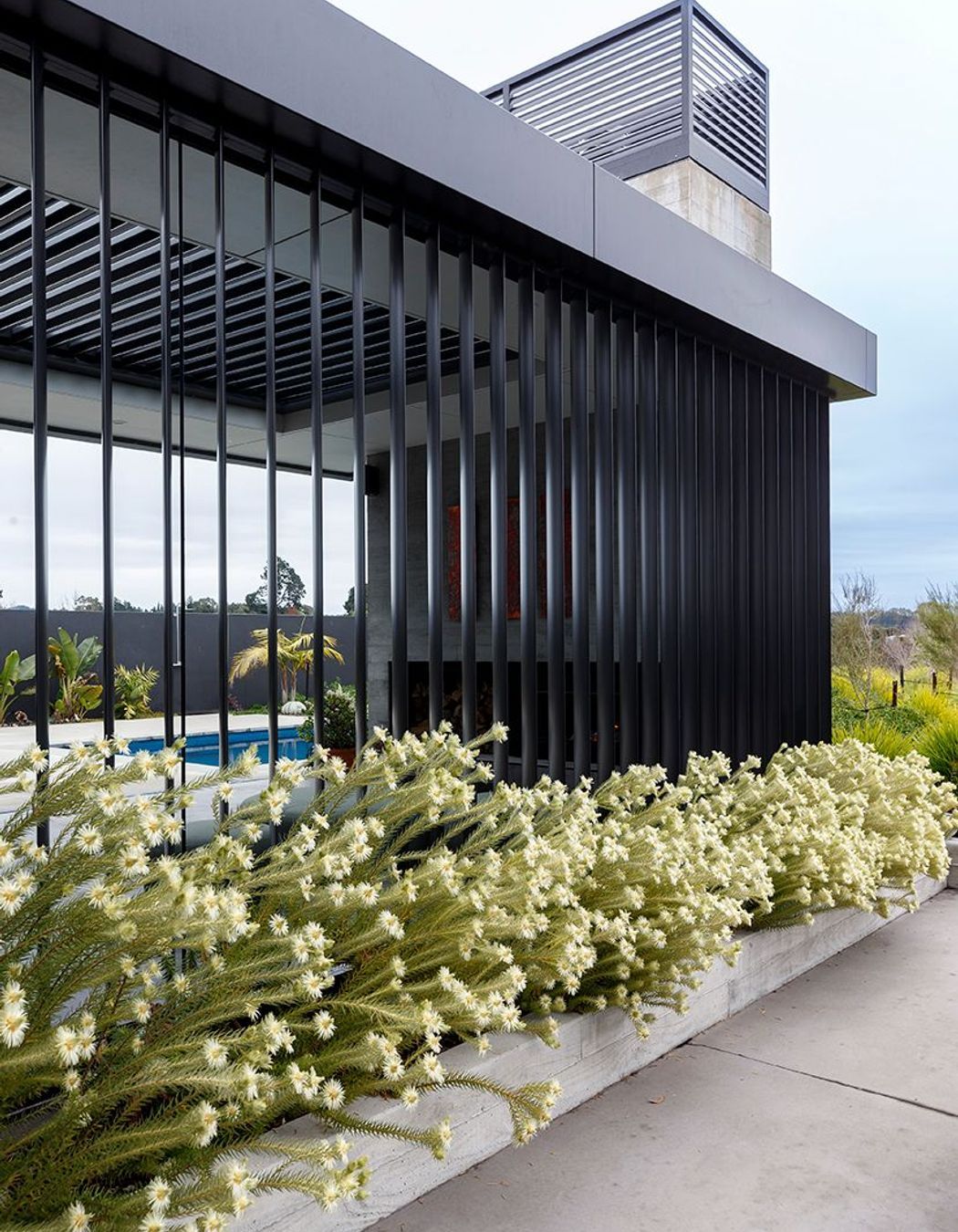 Louvres were installed throughout to help combat strong winds.