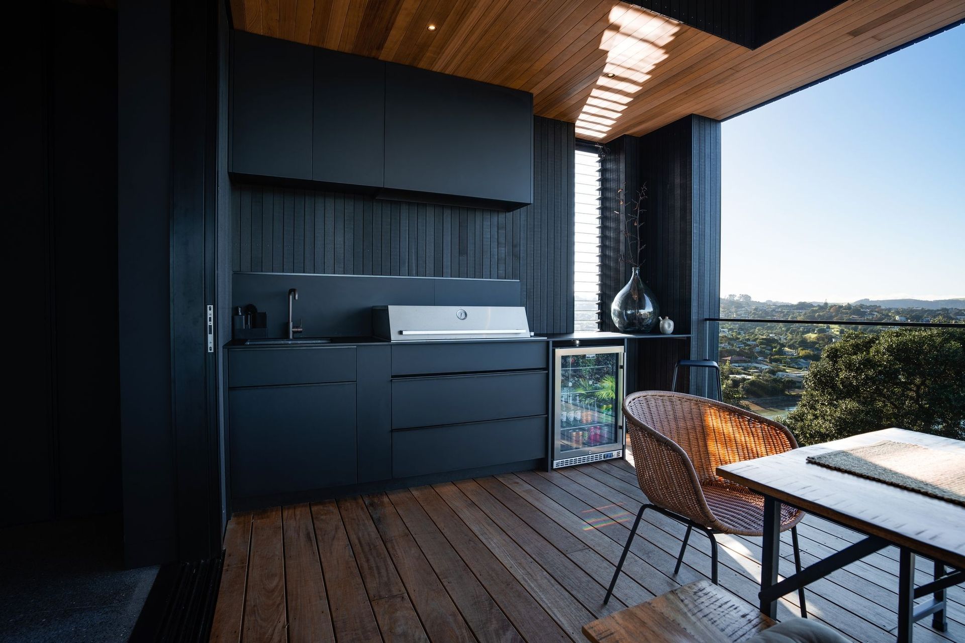 The outdoor kitchen can be used year-round.