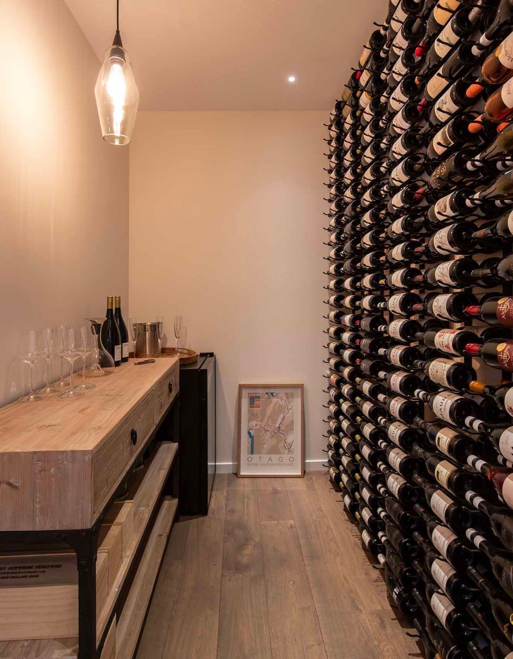 The design included a cellar to house the client's wine collection.