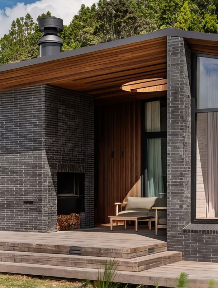 “The curved elements include a wrap-around pool deck, some interior walls, a platform deck that overlooks the property, and the round skylights — all custom-made!”