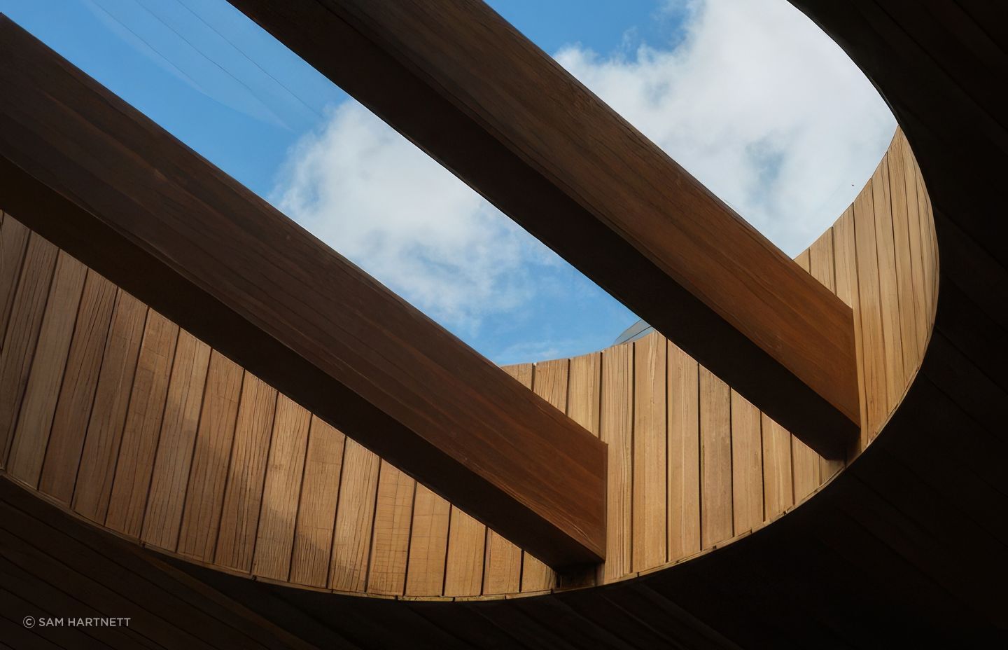 The house features many curved elements that contribute to its soft, inviting feel.