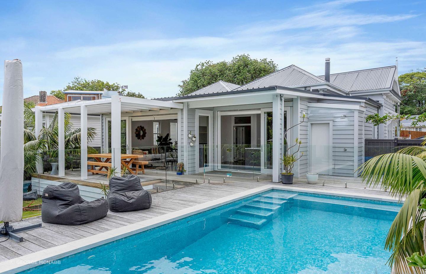 The alteration encompassed the outdoor area and pool.