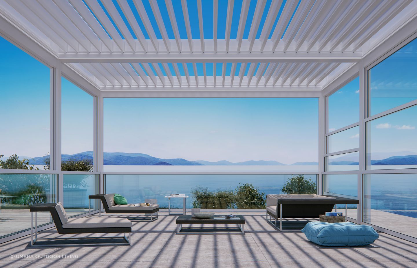 With aluminium louvres and an automation system that is fully hidden, the AXIS Tilting Bioclimatic Pergola is a stylish shade solution