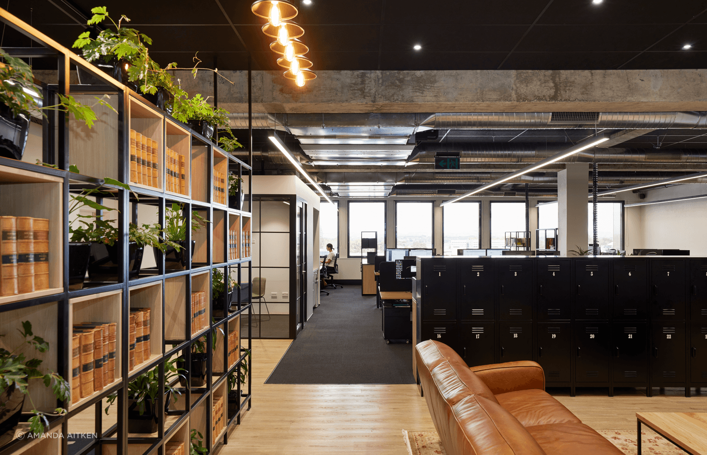 The office spaces are separated from the congregating and meeting spaces to offer the staff a private and quiet space to work.