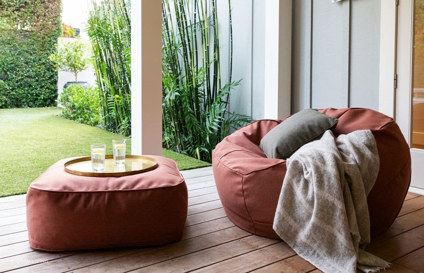 Options like the coast Marine Bean Ottoman present a great opportunity to mix and match colours, textures and patterns