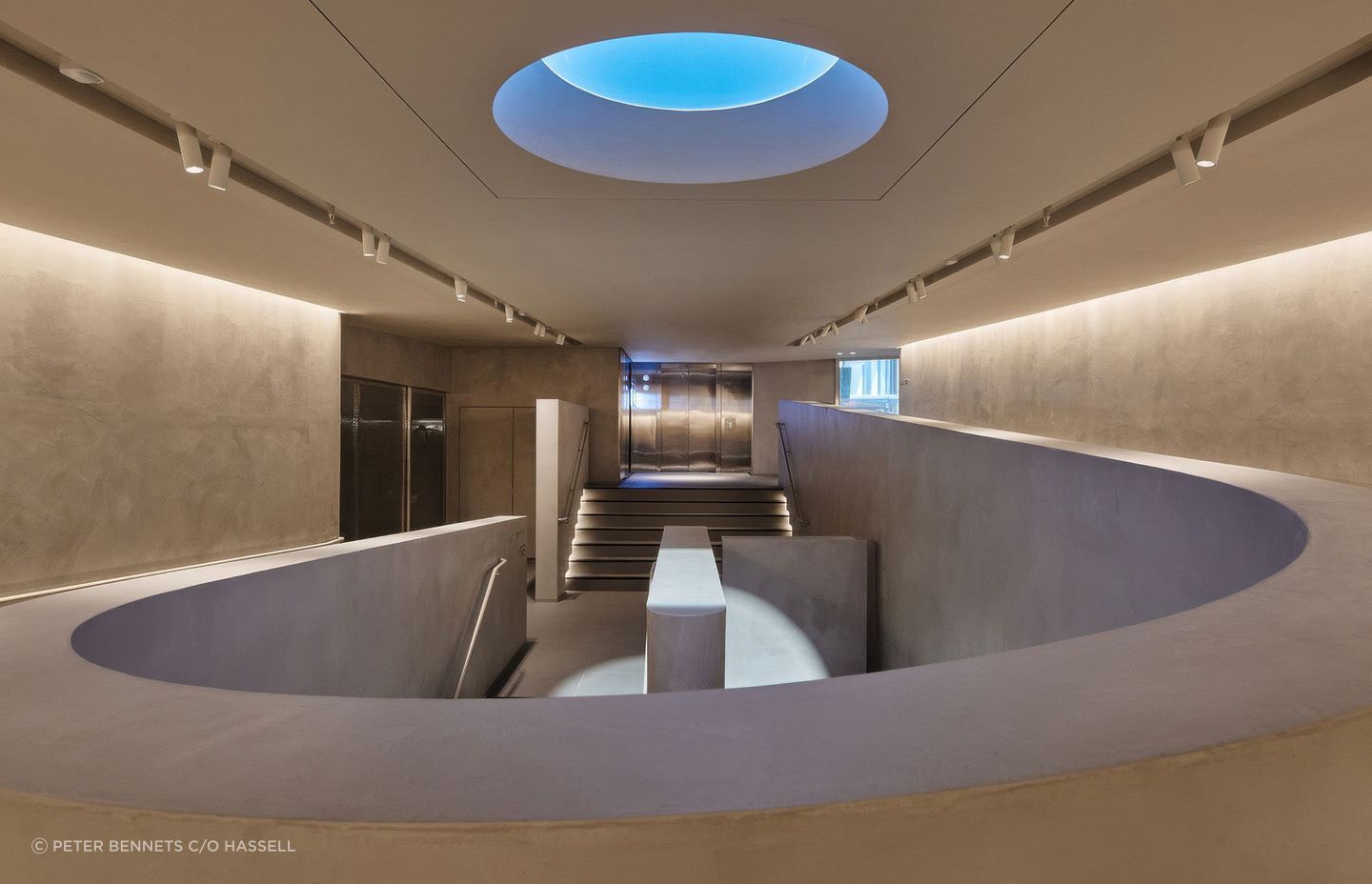 Large skylights from the sky deck bring natural light deep inside.