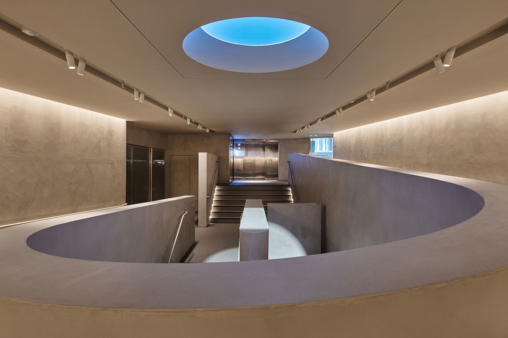 Large skylights from the sky deck bring natural light deep inside.