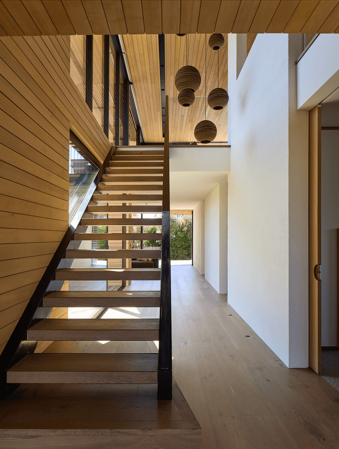 The cedar continues on the inside of the home.