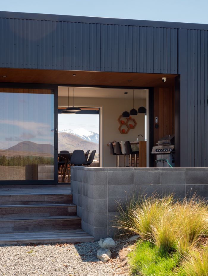 Landscaping choices were very much client-lead says Beth. “They were very clear about what they wanted: durable and low maintenance.” The site is between Twizel and Ben Ōhau Ranges, and is adjacent to one of the hydro canals.