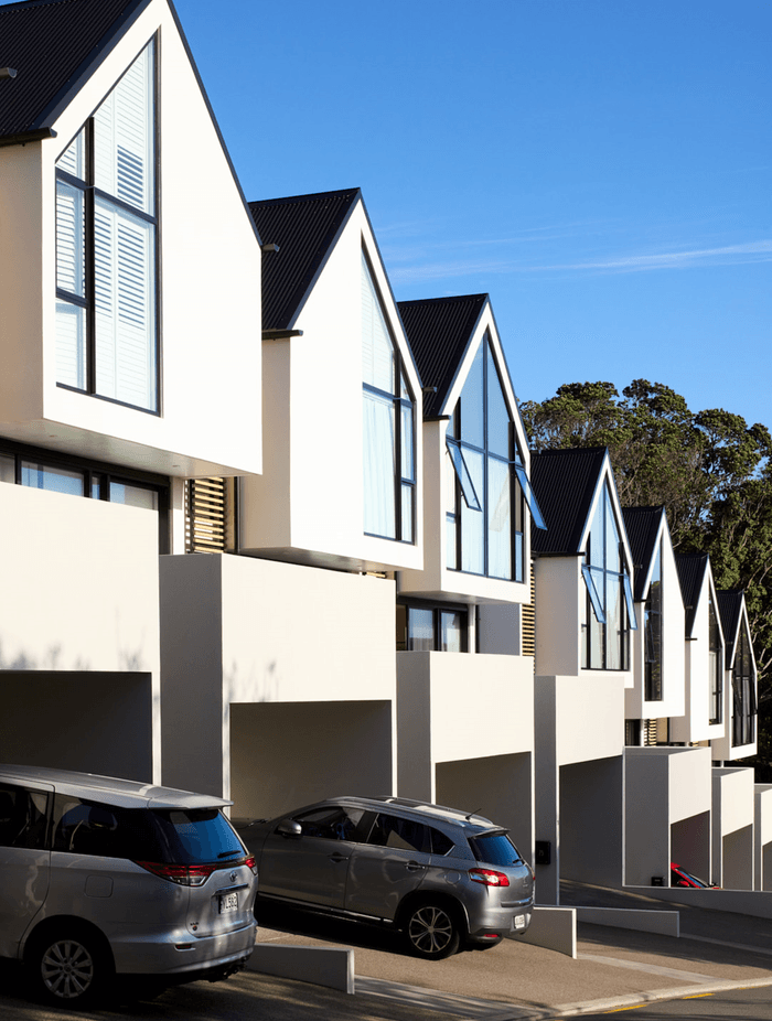 A plaster finish gives the houses warmth and texture.