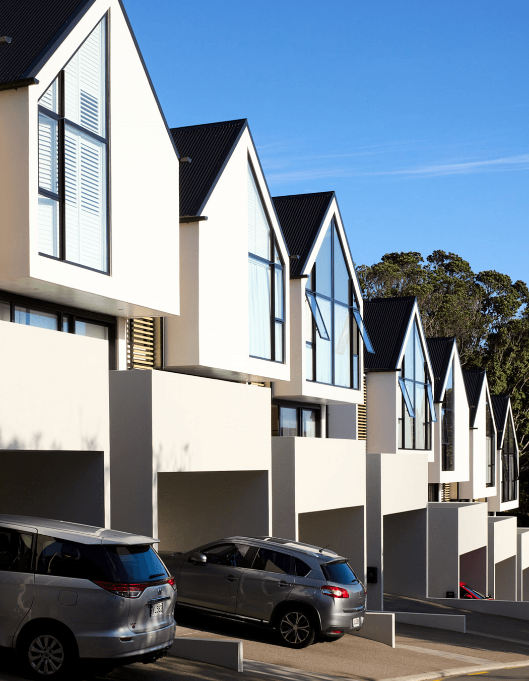 A plaster finish gives the houses warmth and texture.