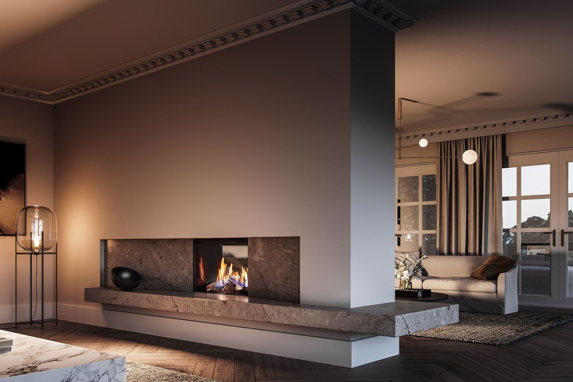 The Linear 800 fireplace with FlameTech.