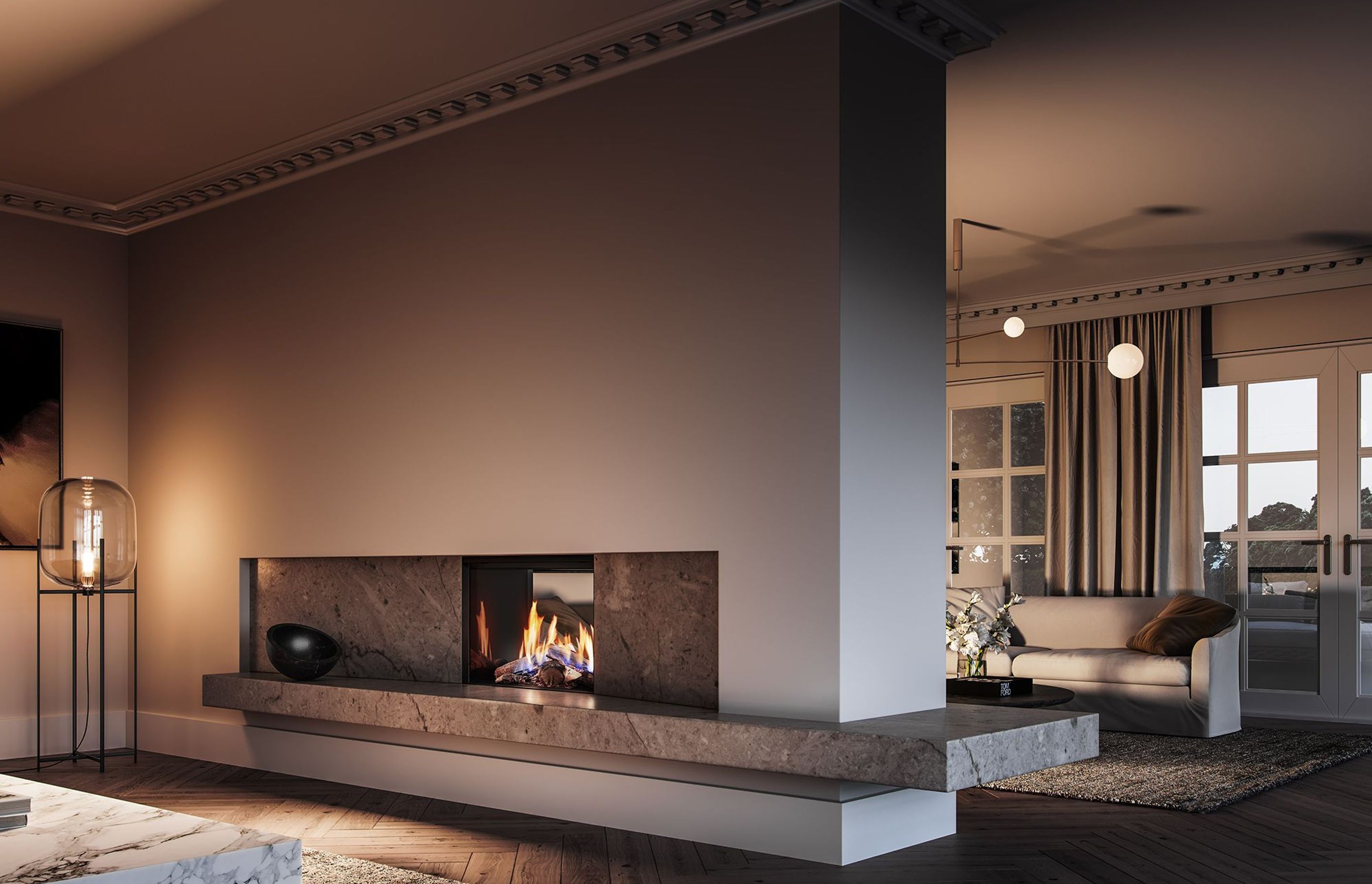 The Linear 800 fireplace with FlameTech.