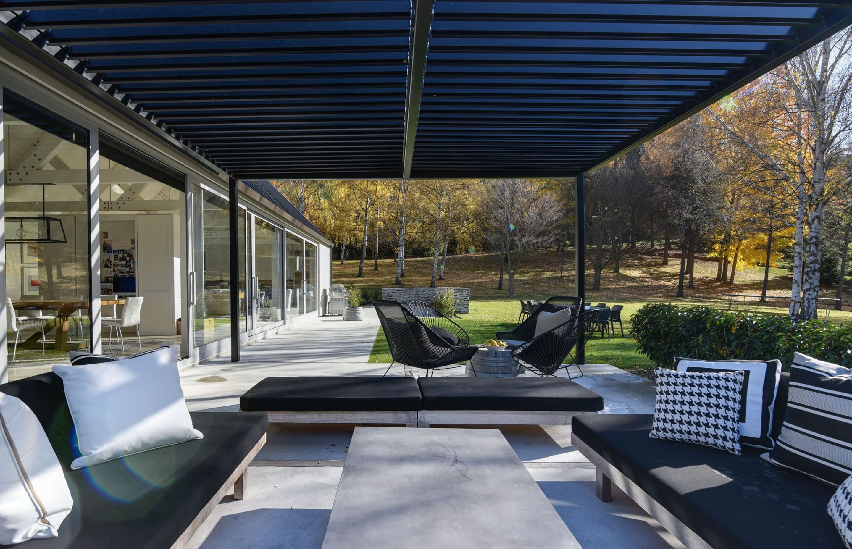 With an outdoor room, it's easy to enjoy Arrowtown's autumn colours.