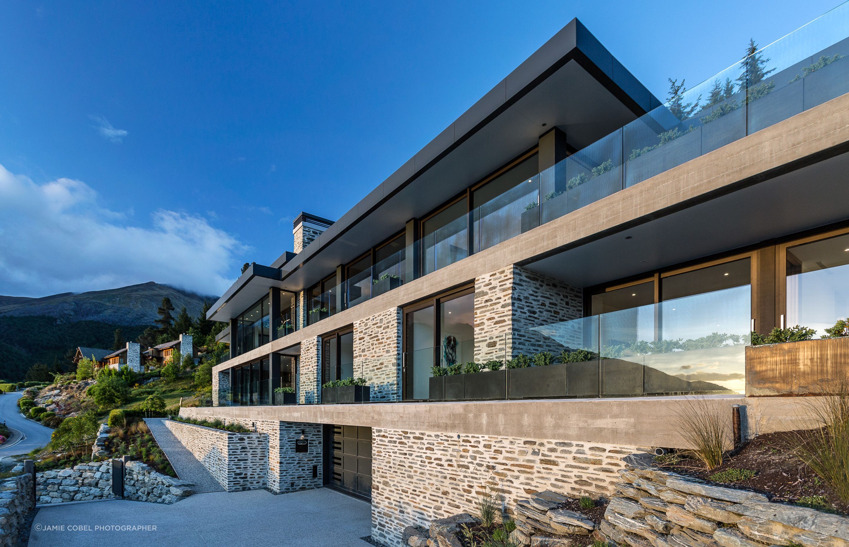 Mason and Wales, Queenstown — a stunning alpine home with exquisite natural stone cladding — Photography by Jamie Cobel
