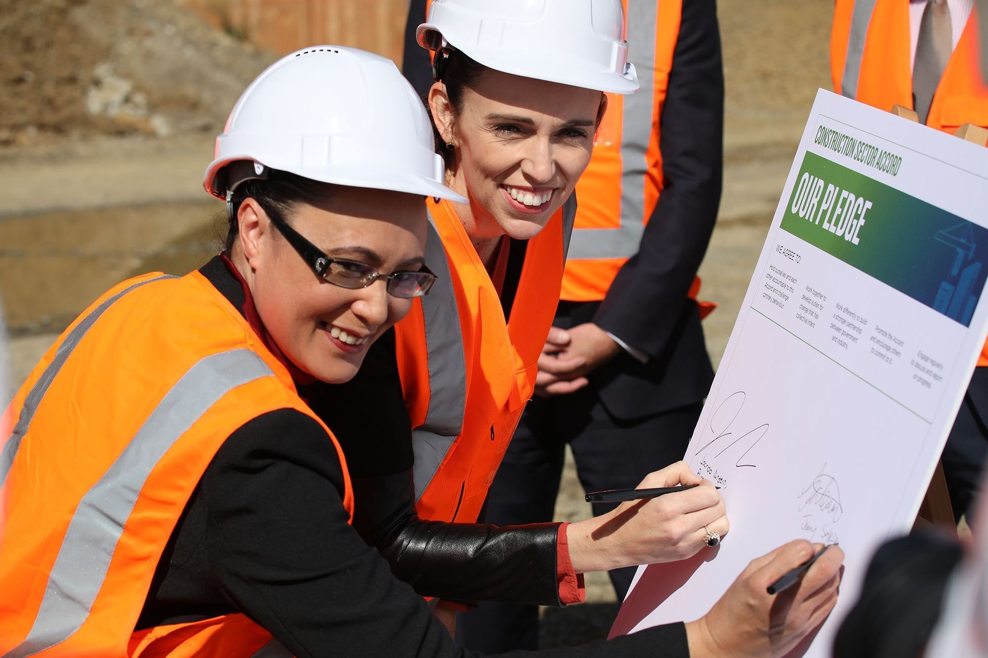 The Minister for Building and Construction, Hon. Jenny Salesa with the Prime Minister Jacinda Ardern.