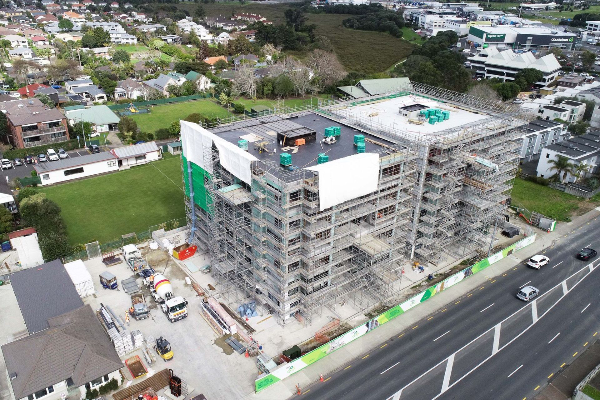 The Sargeson Apartments in Takapuna, Auckland, under construction.