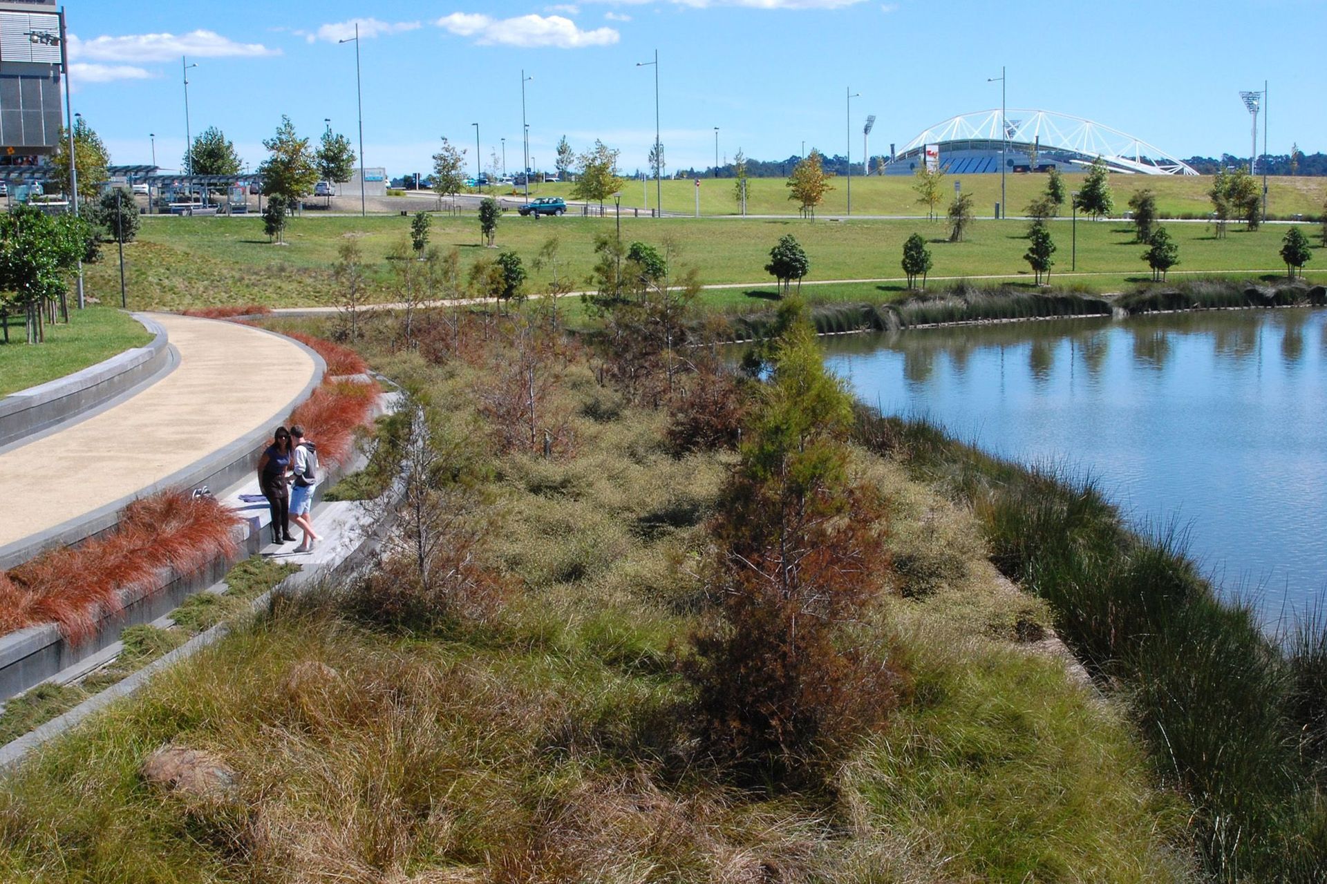 The shallow terraces make the edges accessible whilst being designed to flood