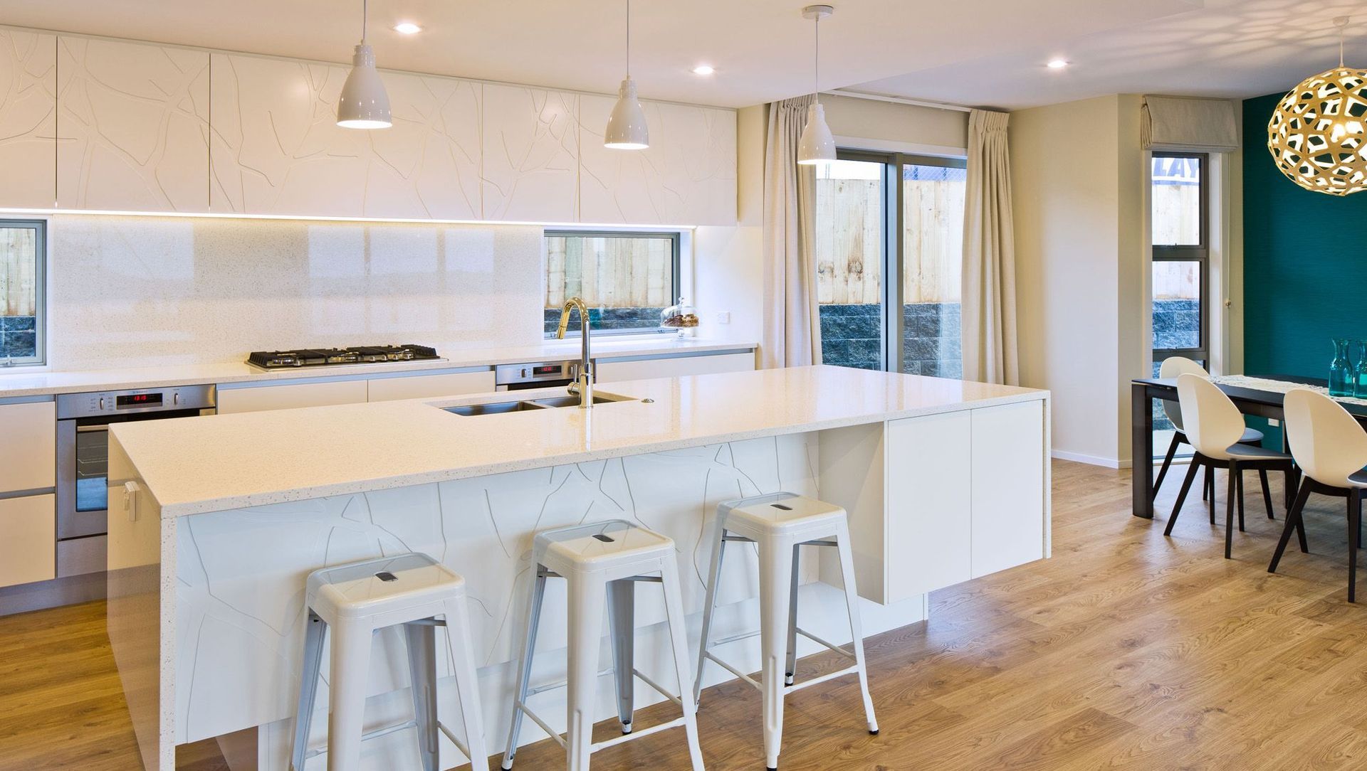 Aotea Tree Patterned White Kitchen banner