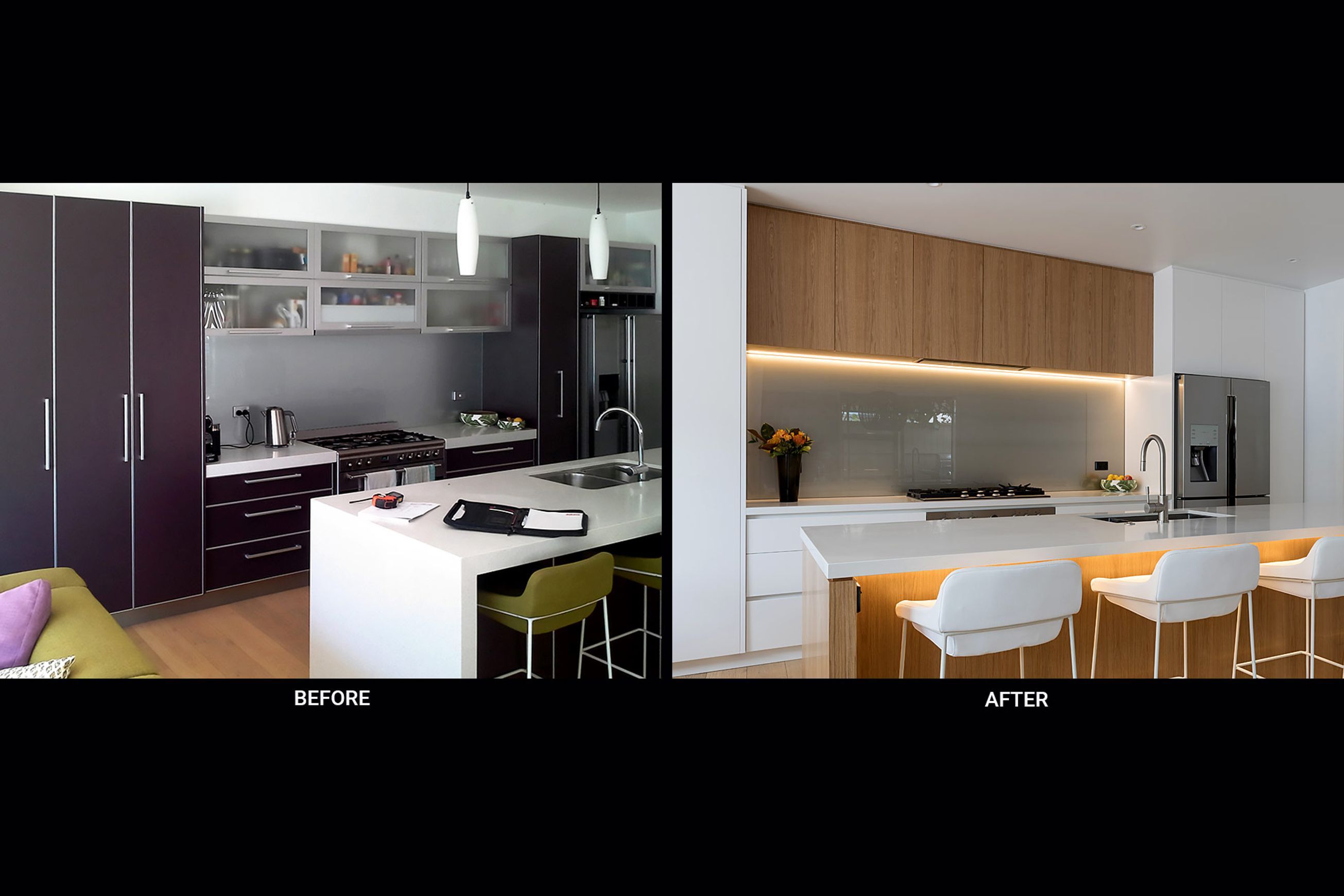 'Before' and 'After' kitchen photos