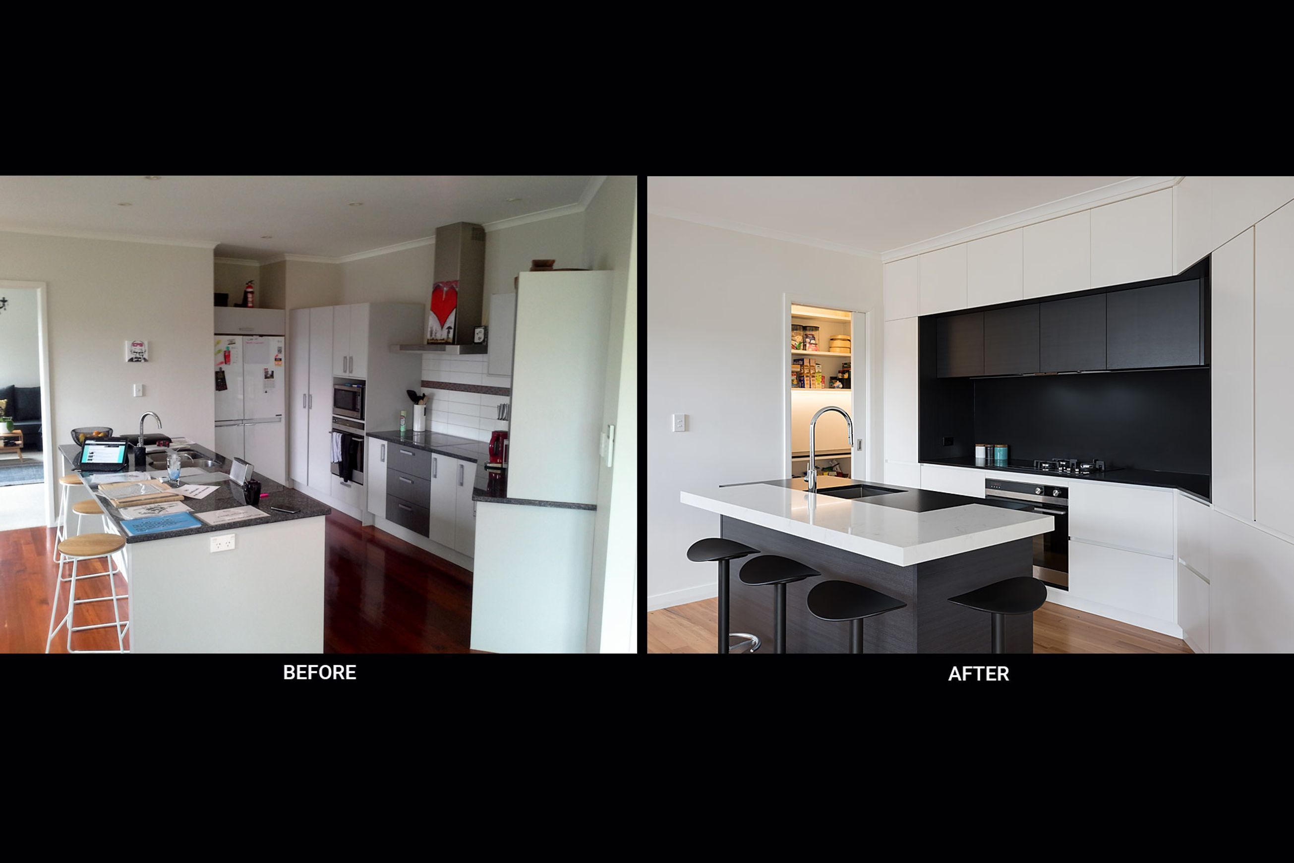 'Before' and 'After' kitchen photos