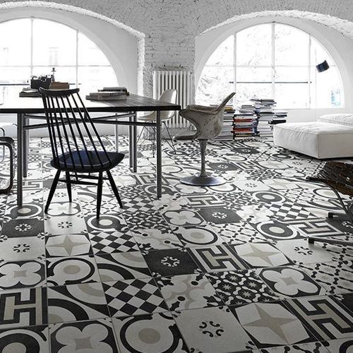 Cementina Black and White Mix Floor Tiles