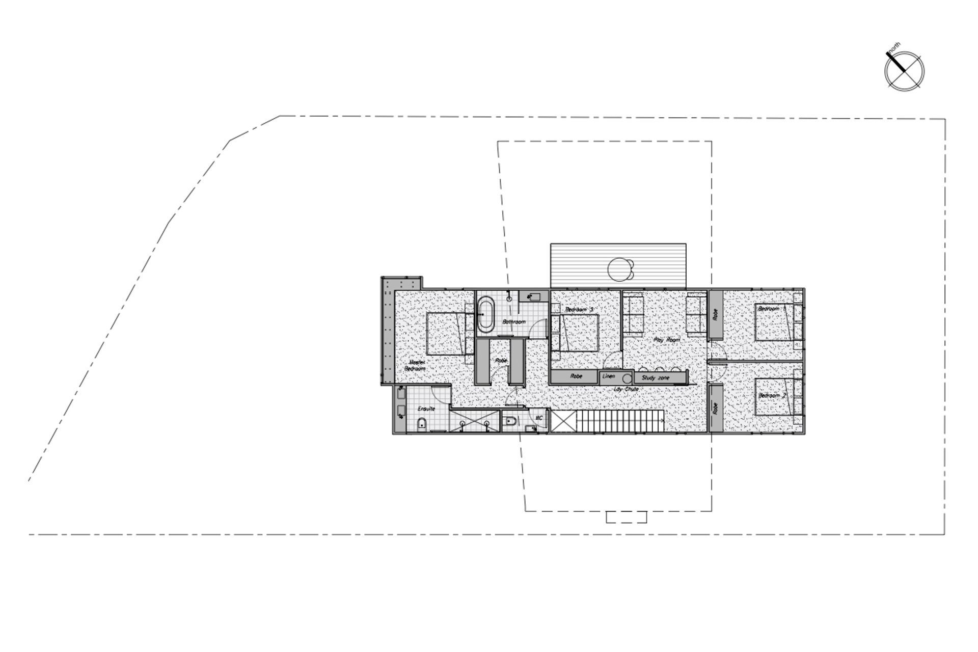 Upper-floor plan by by Dorrington Atcheson Architects.