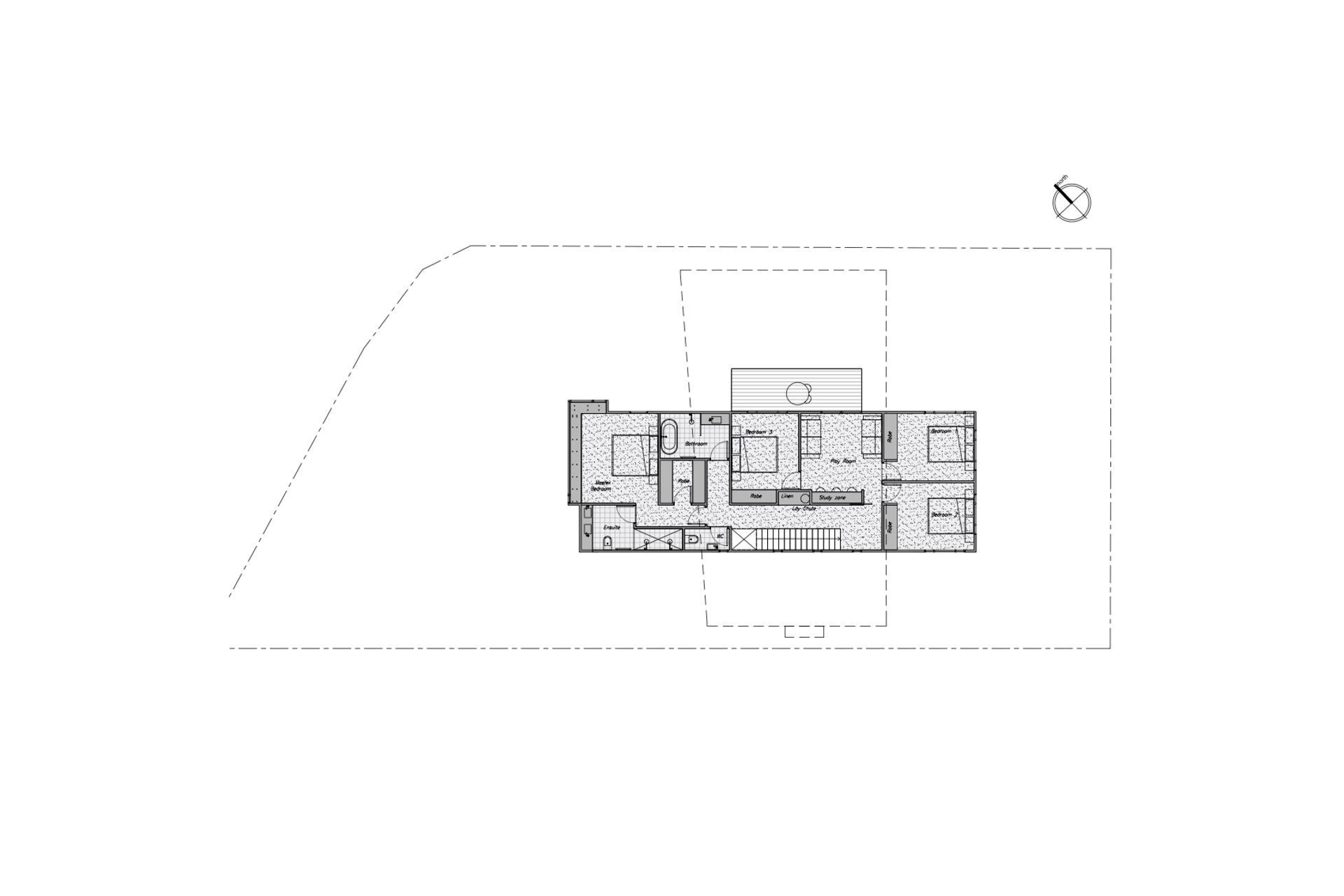Upper-floor plan by by Dorrington Atcheson Architects.