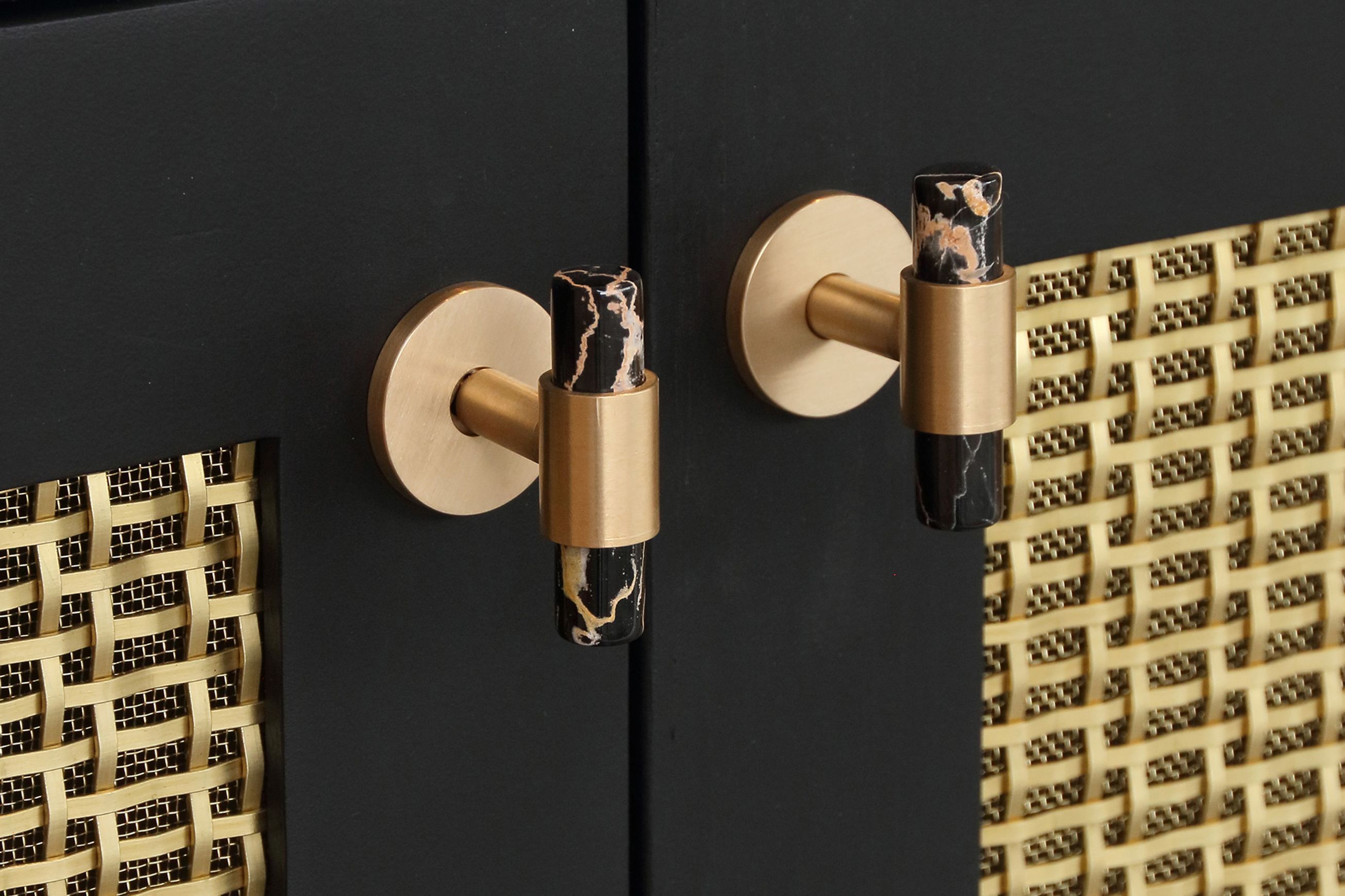 Collett Zarzycki Brass & Marble T-Bar Handle