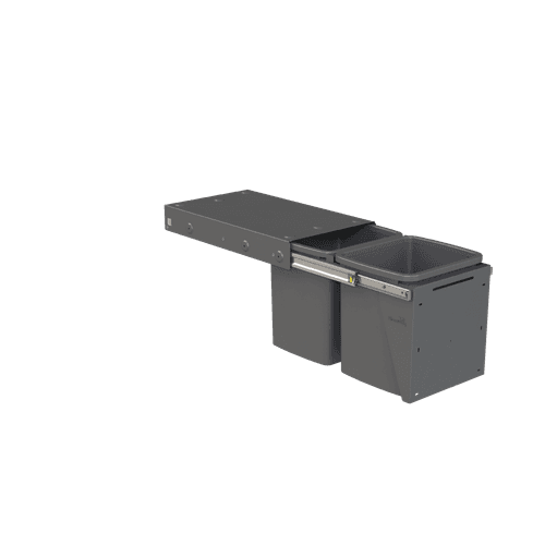 Compact Bin Storage - 2 x 15 Litre Buckets - Cinder - Door Pull