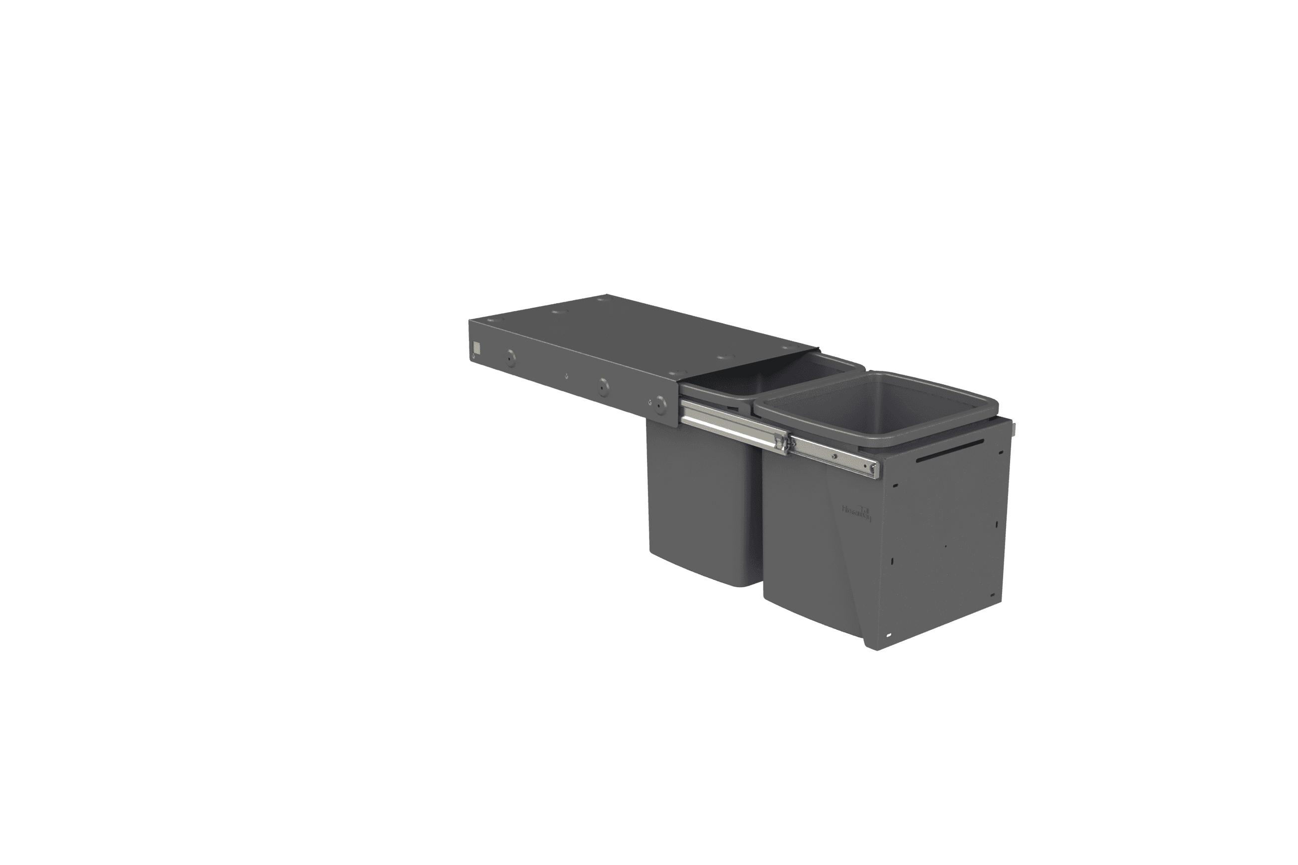Compact Bin Storage - 2 x 15 Litre Buckets - Cinder - Door Pull
