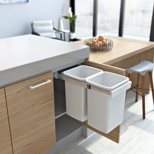 Compact Bin Storage - 2 x 20 Litre Bucket - Handle Pull