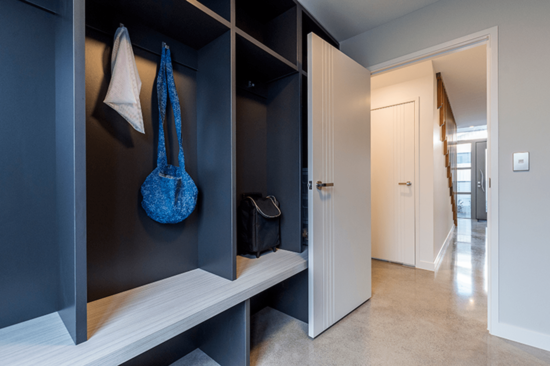 Great storage in this cloakroom as you enter. 