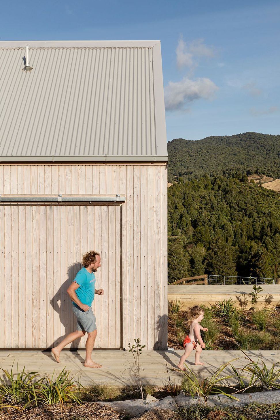 Large doors provide enclosure as well as sliding open to provide views and ventilation.