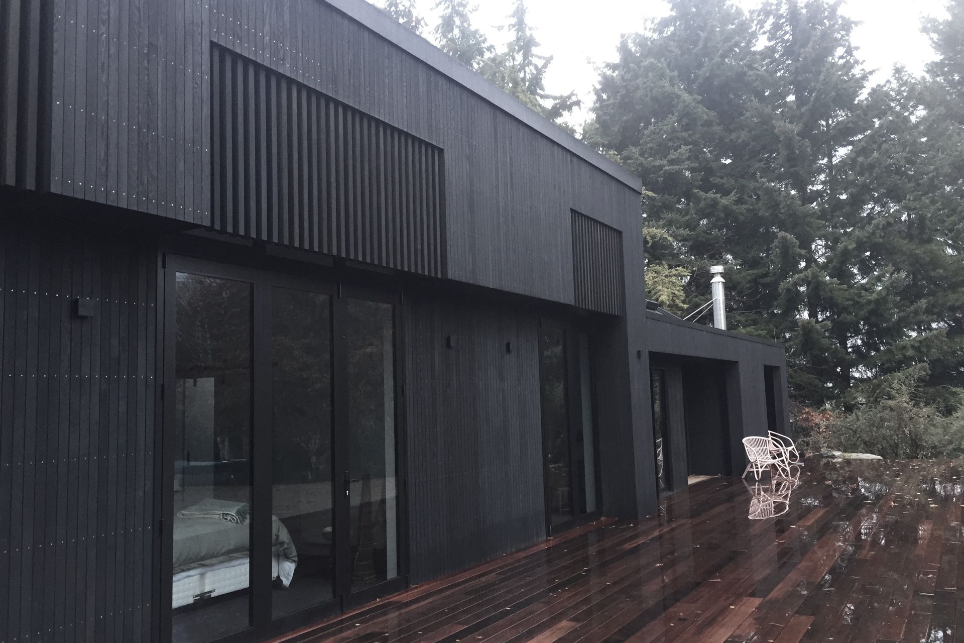 Vertical shiplap detail on display